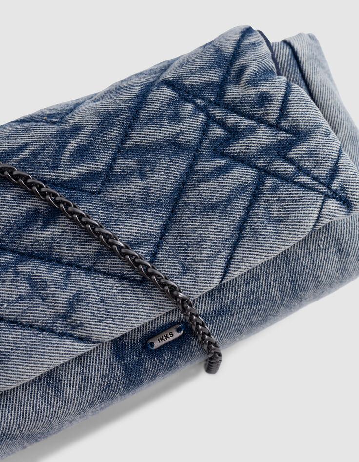 Sac à main en jean bleu rabat matelassé fille-6
