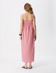 Robe bustier fines bretelles rose motif rayures Femme-2
