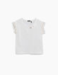Ensemble robe salopette en jean et tee-shirt blanc fille-4