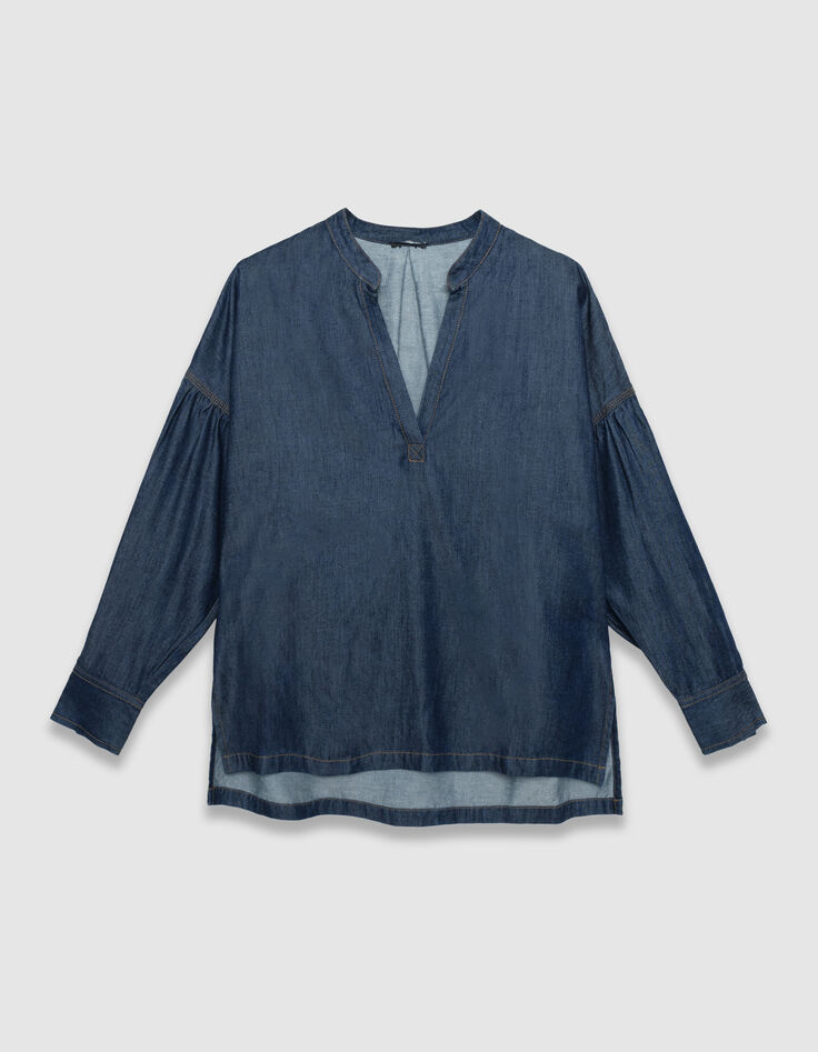 Women’s raw blue Lyocell® oversized blouse-6