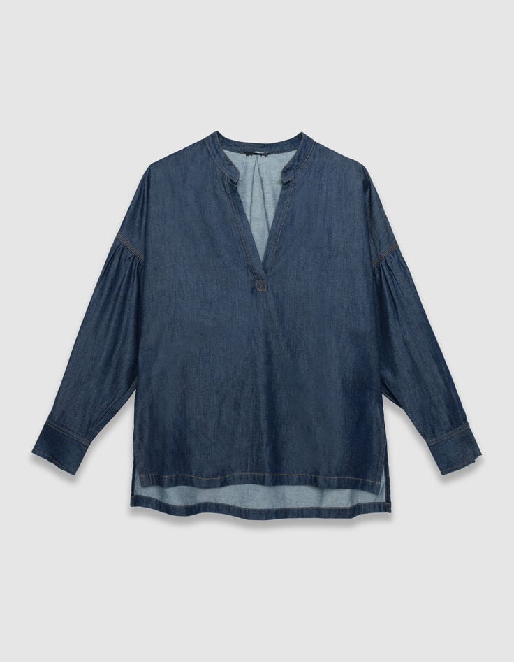 Blusa oversize azul brut Lyocell® mujer-6 Blusa oversize azul brut Lyocell® mujer-6