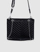 Damen 1440 Reporter schwarz Leder Clutch Tasche-5