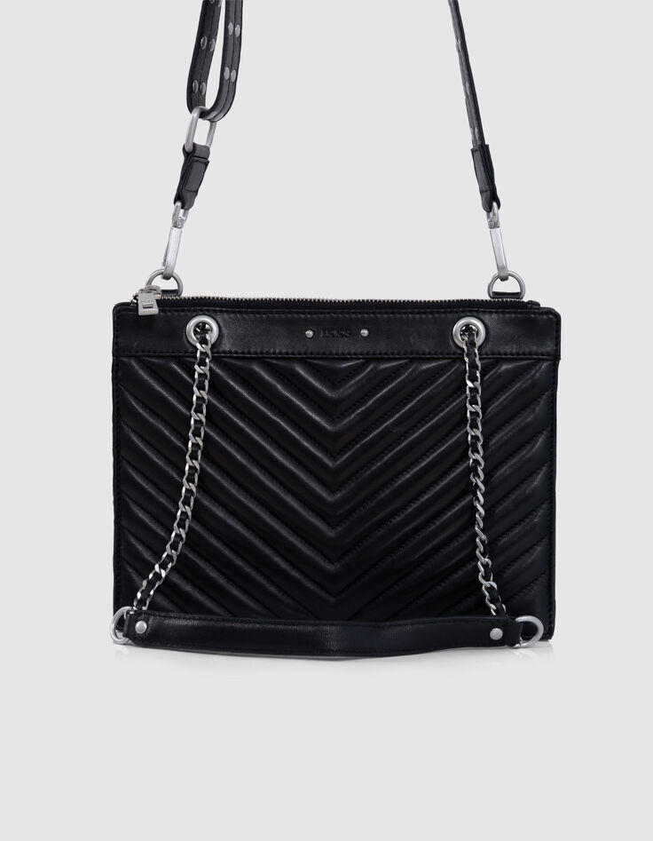 Damen 1440 Reporter schwarz Leder Clutch Tasche-5