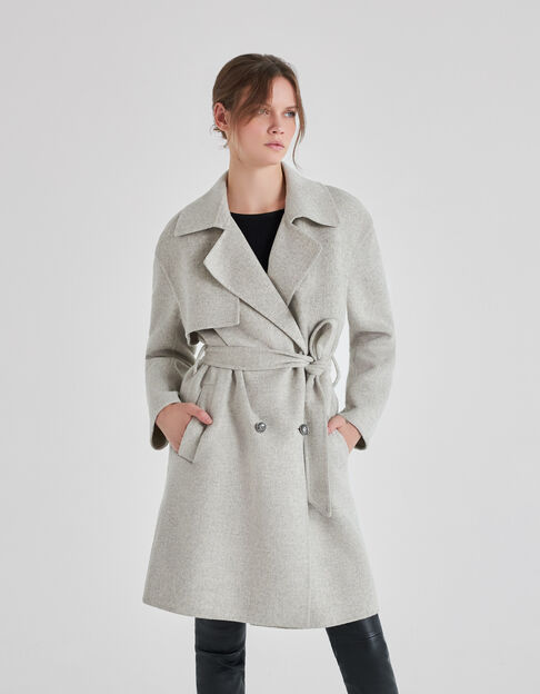 Manteau taupe clair forme trench Femme - IKKS