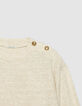 Sweat beige lurex effet tweed boutons épaule Femme-2