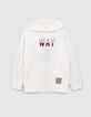 Wei&szlig;es Jungensweatshirt  und zweifarbiger Stickerei -1