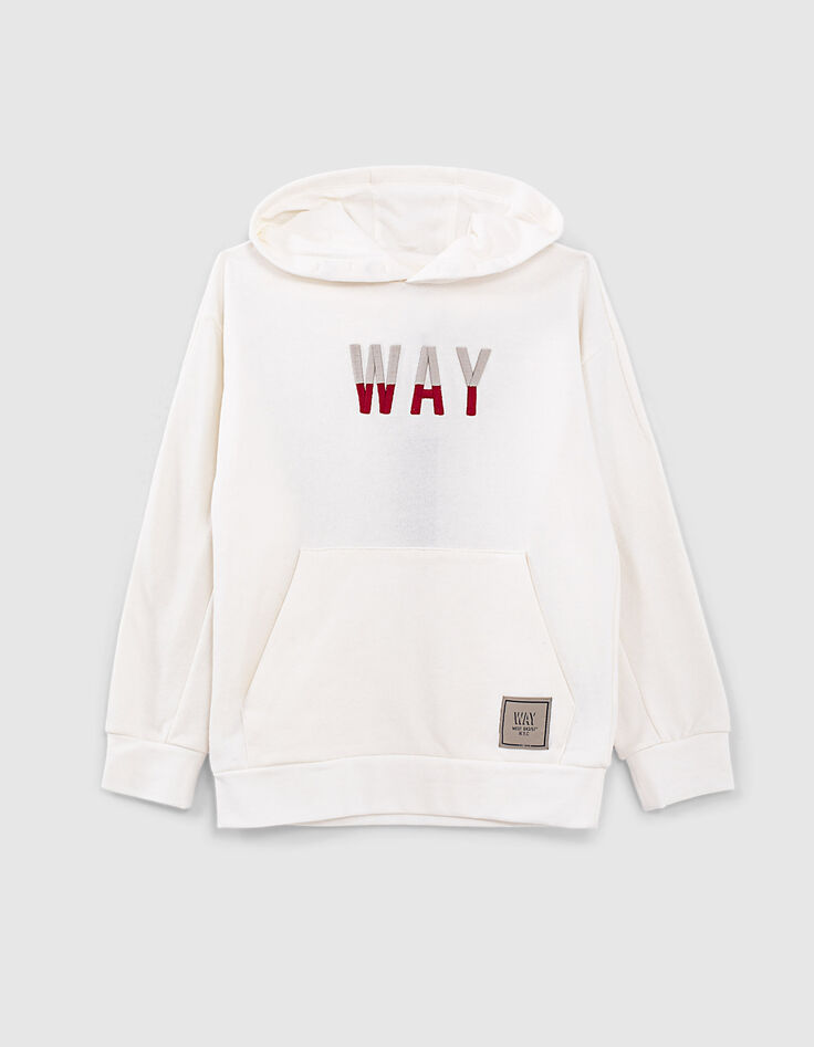 Wei&szlig;es Jungensweatshirt  und zweifarbiger Stickerei -1