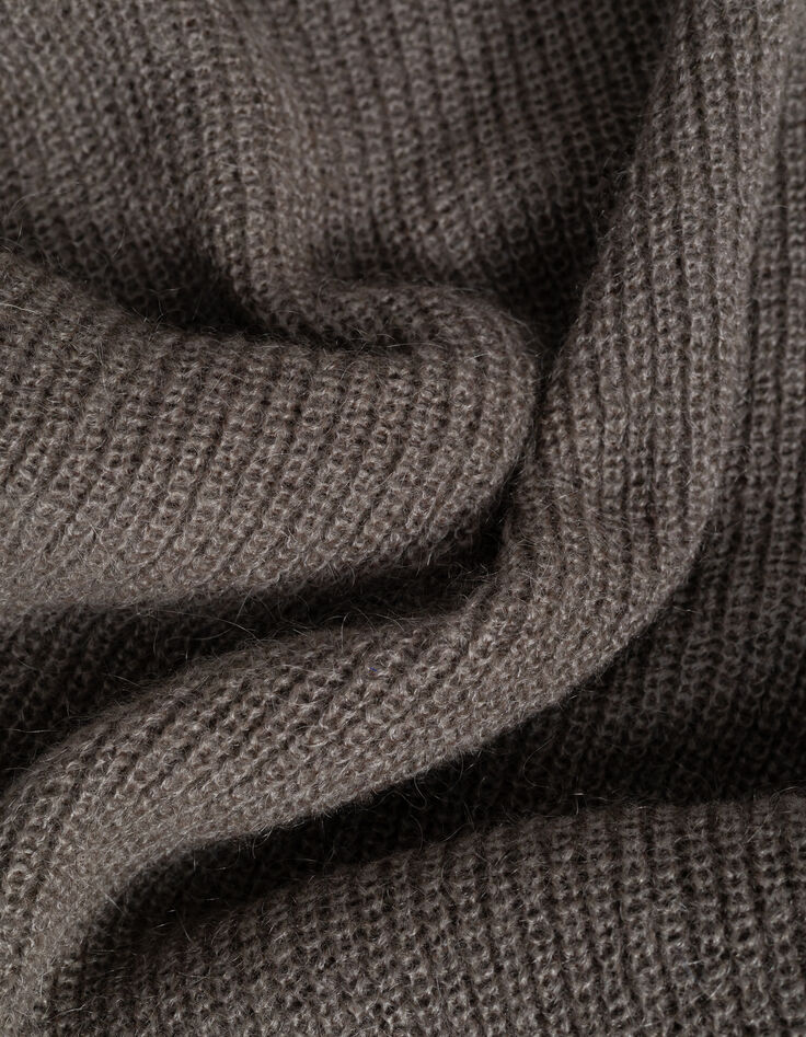 Robe pull kaki tricot côtelé col roulé Femme-8 Robe pull kaki tricot côtelé col roulé Femme-8