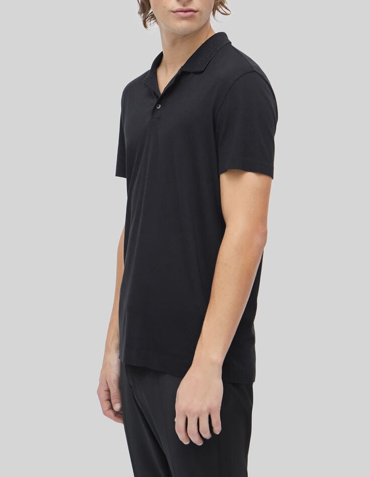Pure Edition &ndash; schwarzes Herrenpoloshirt mit Lurexstreifen-5