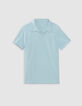 Herrenpoloshirt REGULAR, hellblau, Biowolle, geflammt-6