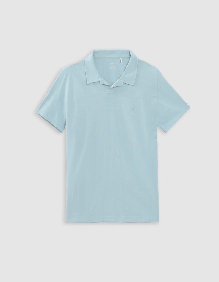 Herrenpoloshirt REGULAR, hellblau, Biowolle, geflammt-6