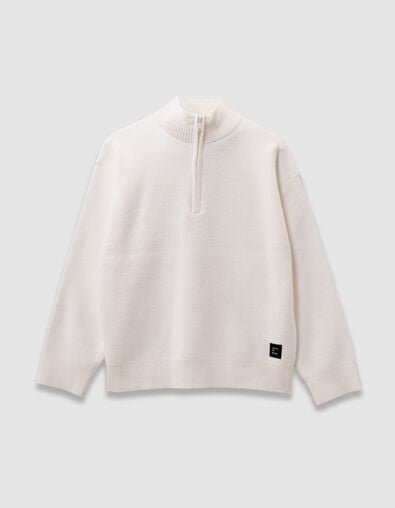 Wei&szlig;er Jungen-Strickpullover mit Troyer-Kragen - IKKS