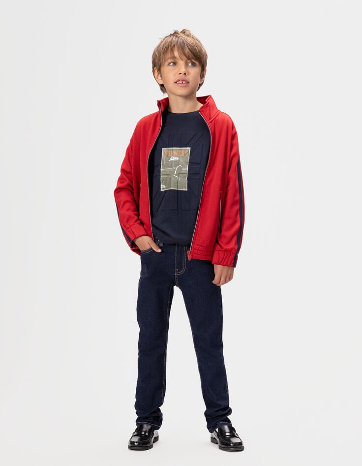 T-shirt manches longues marine drapeau embossé garçon-2 T-shirt manches longues marine drapeau embossé garçon-2