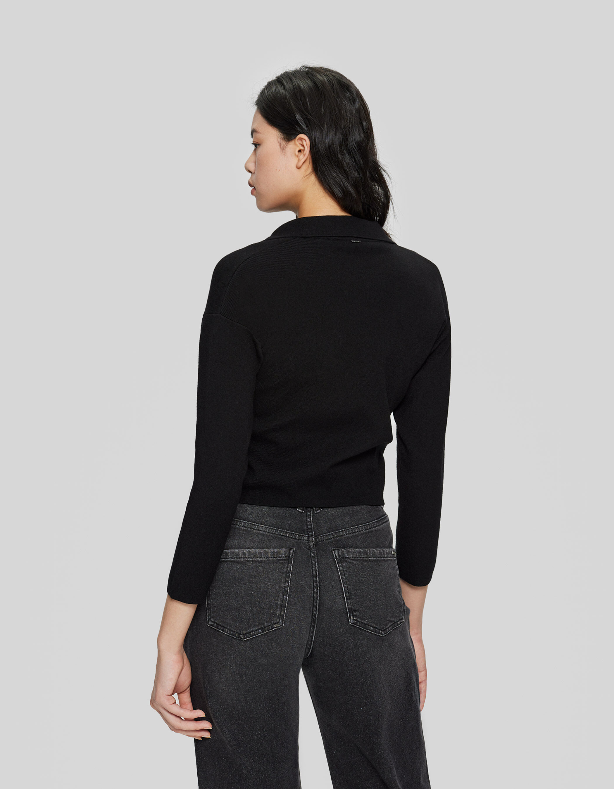 Cardigan noir tricot zip asymetrique Femme IKKS