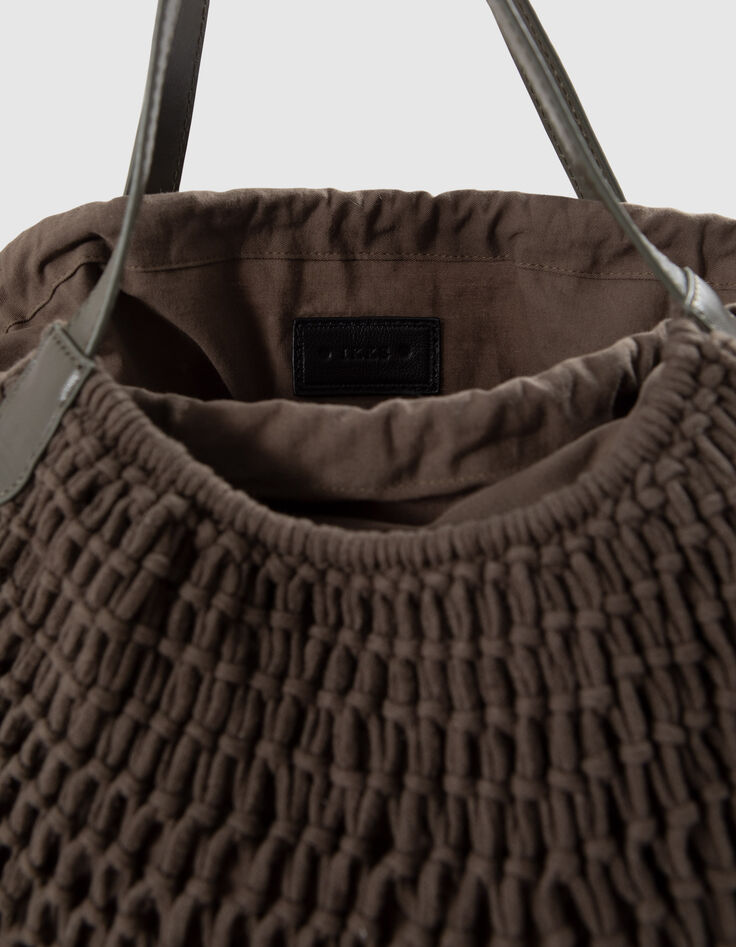 Tote Bag kaki maille filet doublée Femme-4
