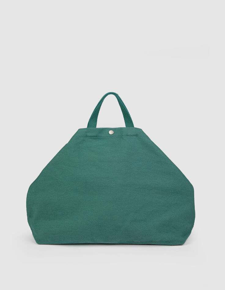 Sac totebag vert toile broderie Femme-2