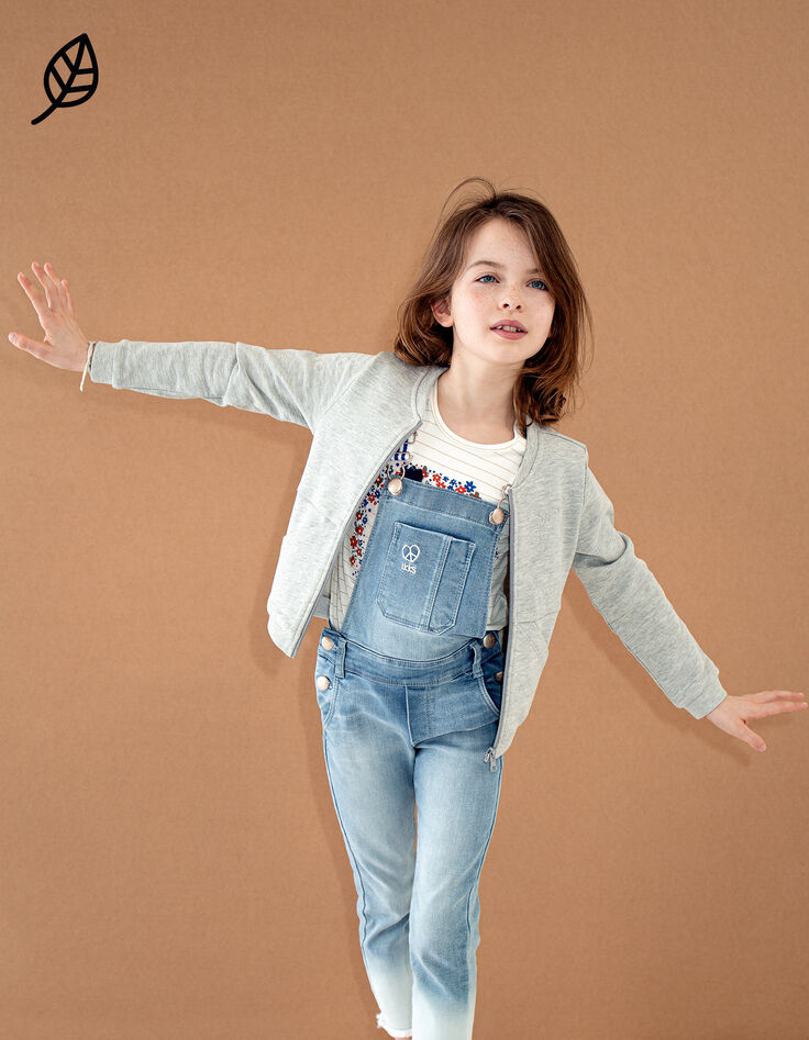 Girls’ medium grey marl Essential organic fabric cardigan-6 Girls’ medium grey marl Essential organic fabric cardigan-6