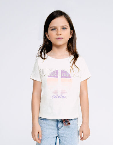 Wit T-shirt biokatoen peace and love symbool meisjes - IKKS