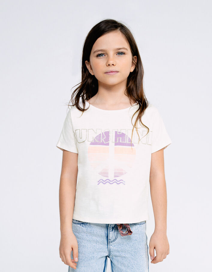 Wit T-shirt biokatoen peace and love symbool meisjes - IKKS