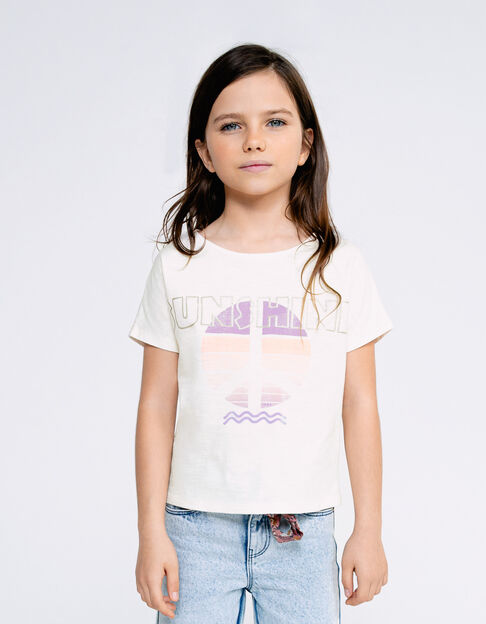 Camiseta blanca algodón símbolo peace and love niña - IKKS