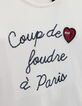 Weißes und rotes Mädchen-T-Shirt mit Print und Plissee-5