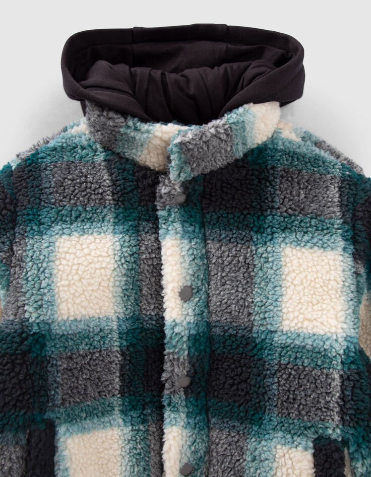Jungenjacke aus kariertem Sherpafleece-3