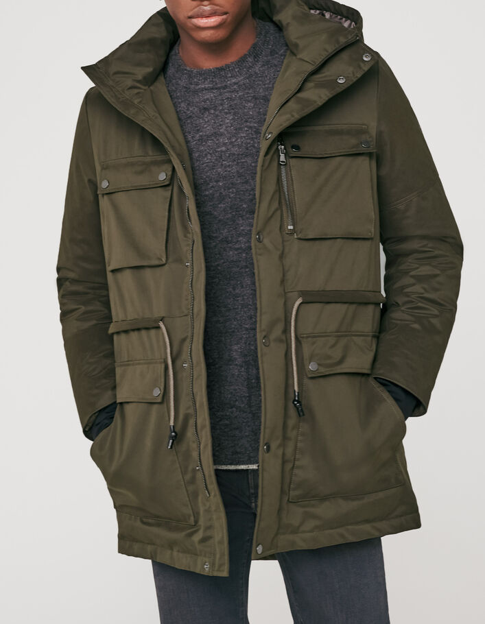 Men’s khaki parka with quilted satin lining - IKKS