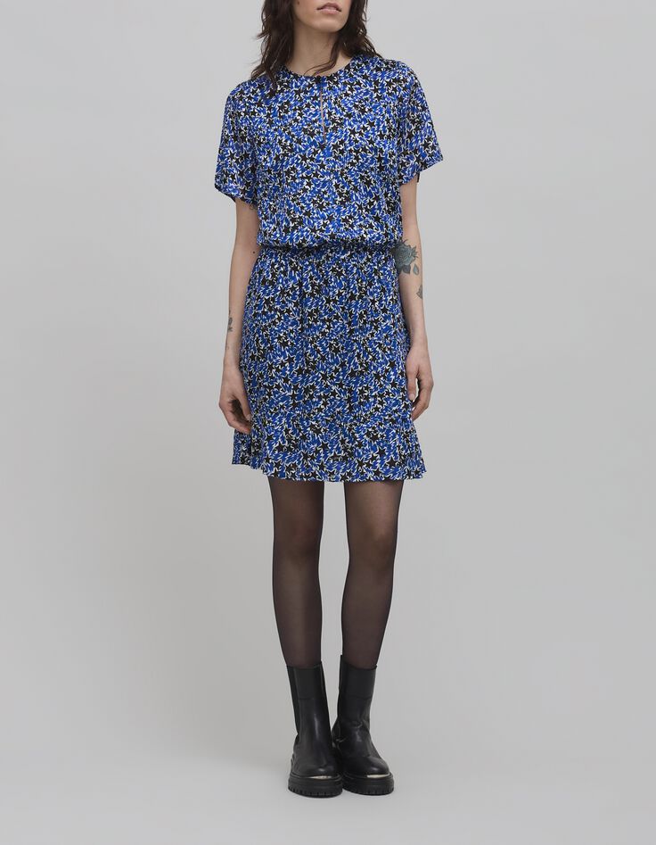 Women's blue starburst print dress-6 Women's blue starburst print dress-6