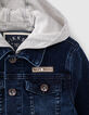 Veste en jean blue vintage à capuche amovible garçon -5