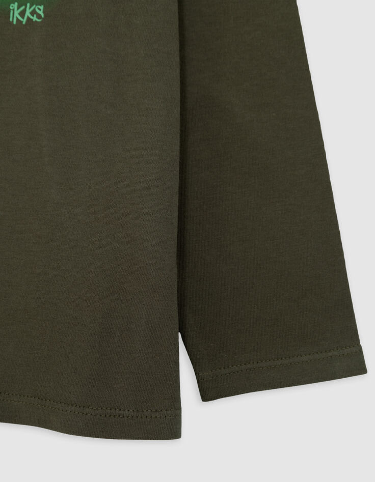 T-Shirt Jungen mit khakifarbener Botschaft-6