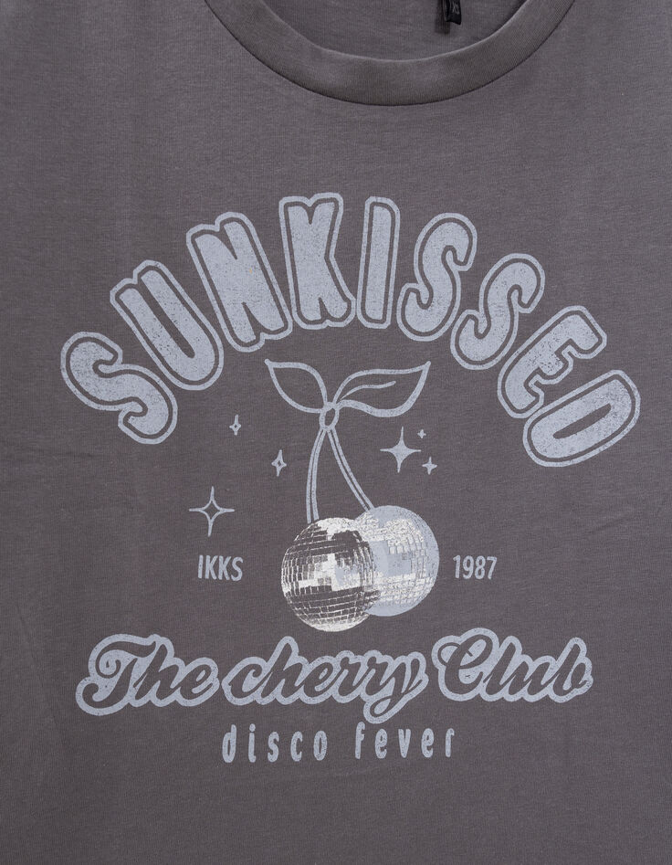 Grijs T-shirt biokatoen korte mouwen voor meisjes-8