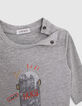 Baby boys’ grey T-shirt with lenticular skateboard image-5