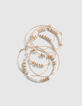 Bracelets perles blanches et m&eacute;tal dor&eacute; fille-4