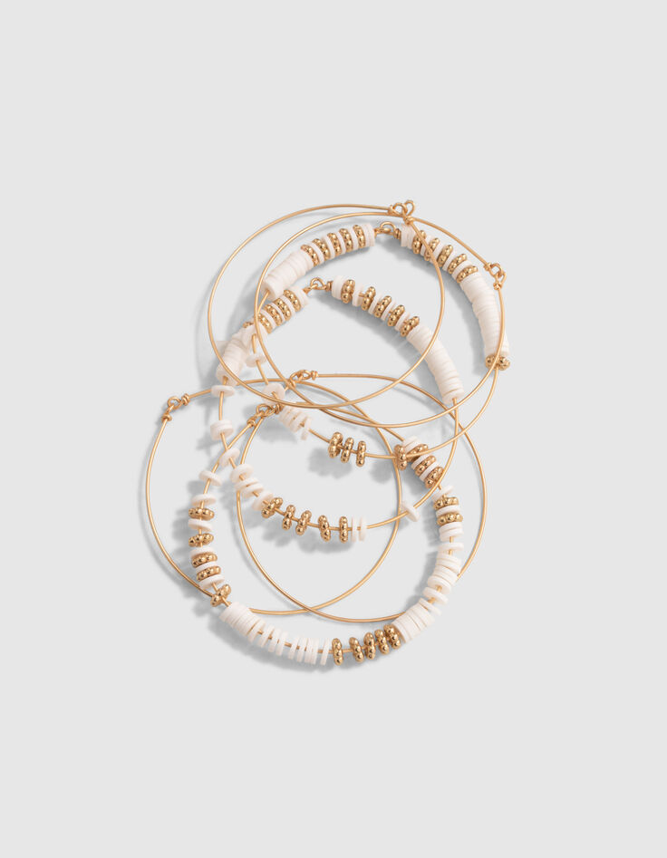 Bracelets perles blanches et m&eacute;tal dor&eacute; fille-4