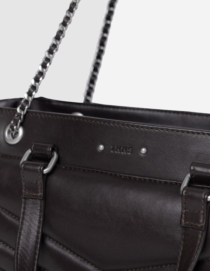 Braune Cabas-Tasche 1440 Leder Seiten-Zips Größe L Damen-5 Braune Cabas-Tasche 1440 Leder Seiten-Zips Größe L Damen-5