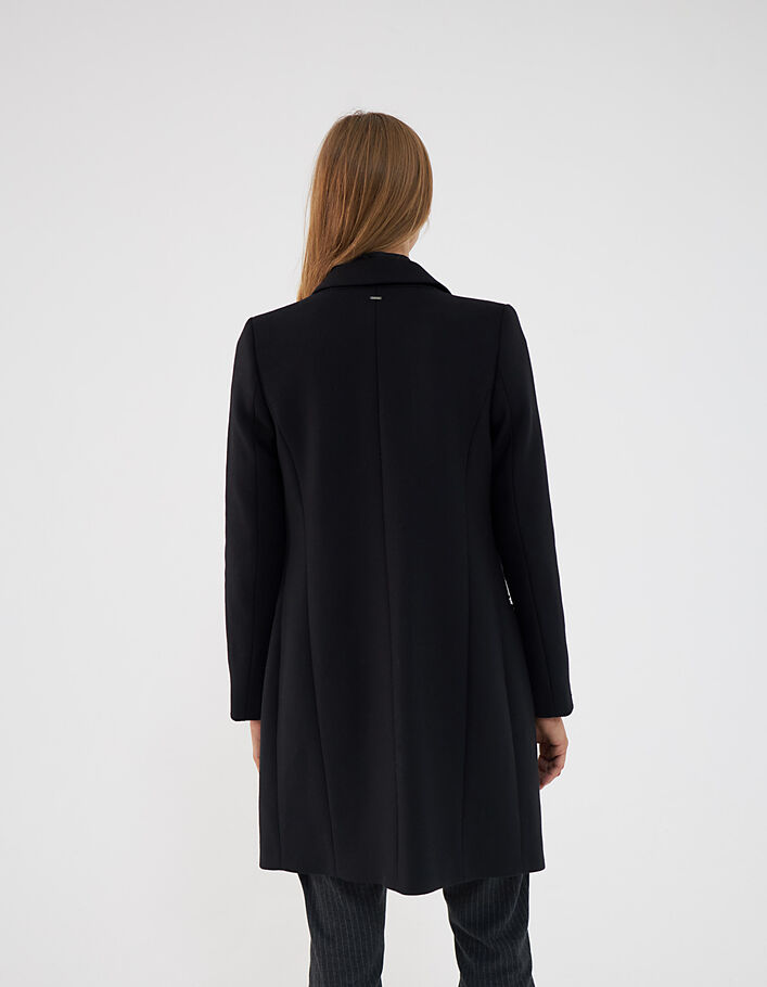 Manteau city noir en majorité laine double col femme-7