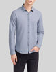 Men&rsquo;s light blue organic cotton voile SLIM shirt-1