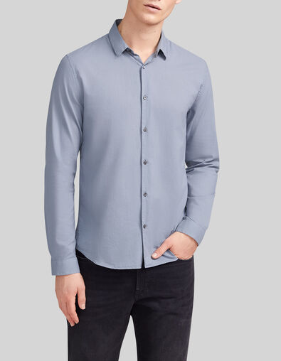 Men&rsquo;s light blue organic cotton voile SLIM shirt - IKKS