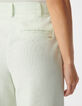 Pantalon de tailleur vert mix lin coton Femme-5