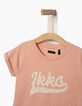 Mädchen-T-Shirt, Dunkelorange, feine Streifen-3