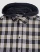 Chemise noire maille à carreaux capuche amovible garçon-5