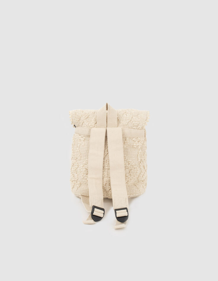 Sac à dos blanc cassé tricotage fantaisie bébé fille-3