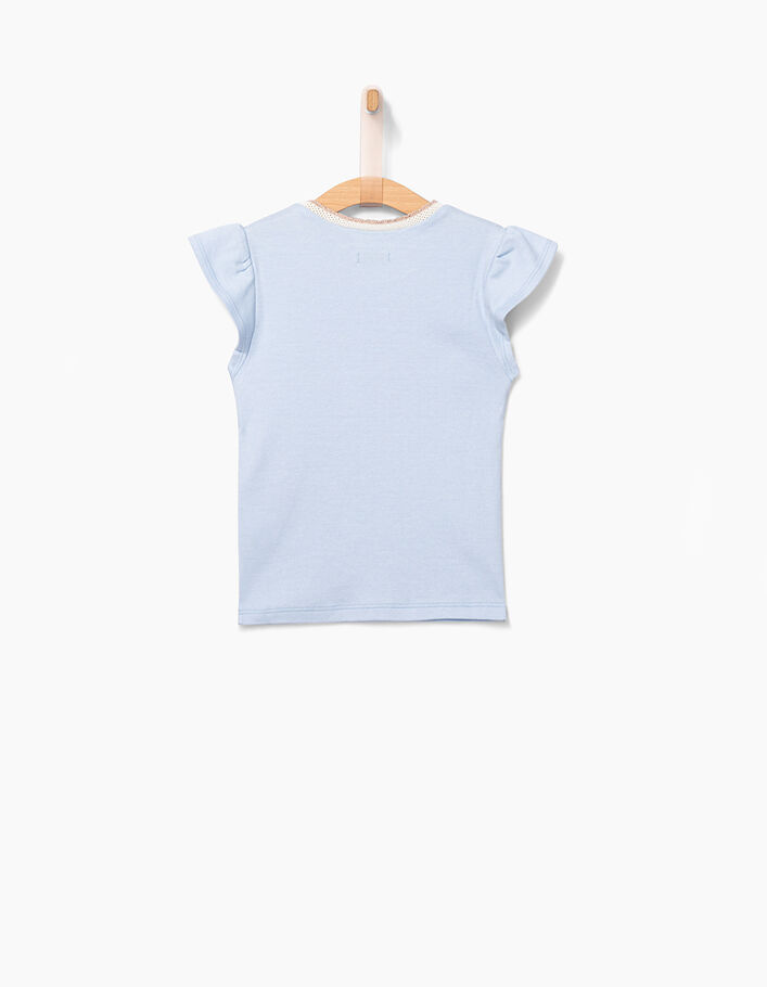 Girls' sky blue T-shirt with ruffled sleeves - IKKS