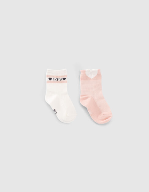 Calcetines crudo y rosa bebé niña