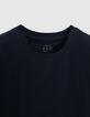 Men's navy decorative jacquard knit T-shirt-5
