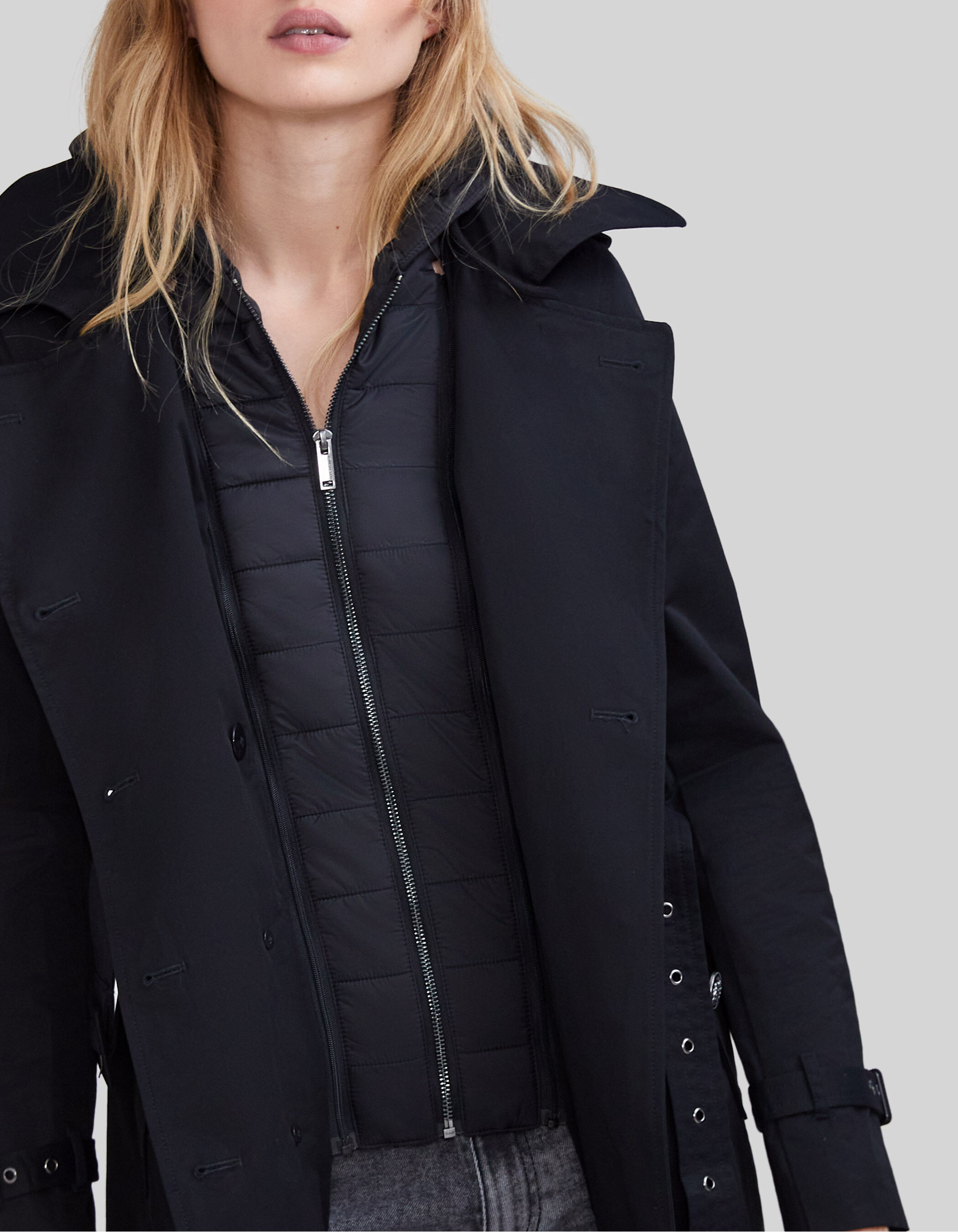 Trench long en coton lourd capuche amovible femme IKKS