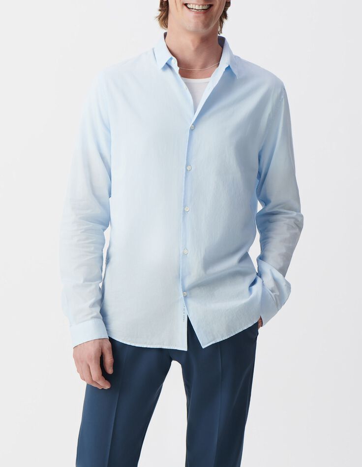 Hemelsblauw SLIM overhemd bio katoenvoile Heren-2