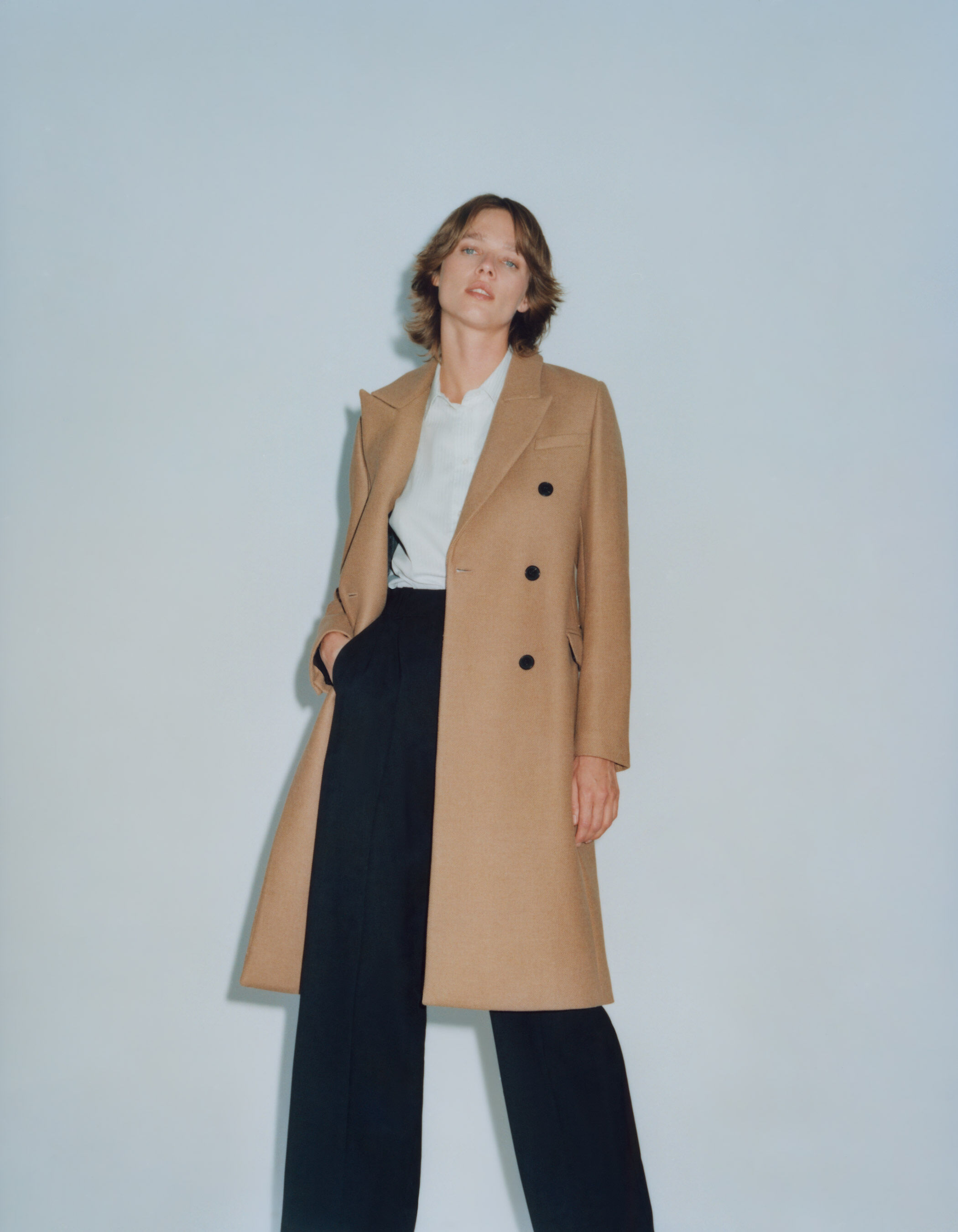 Manteau long sienne boutonnage crois Femme