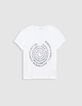 Camiseta blanca con cuello en V y diseño en espiral Tipo Mujer-5