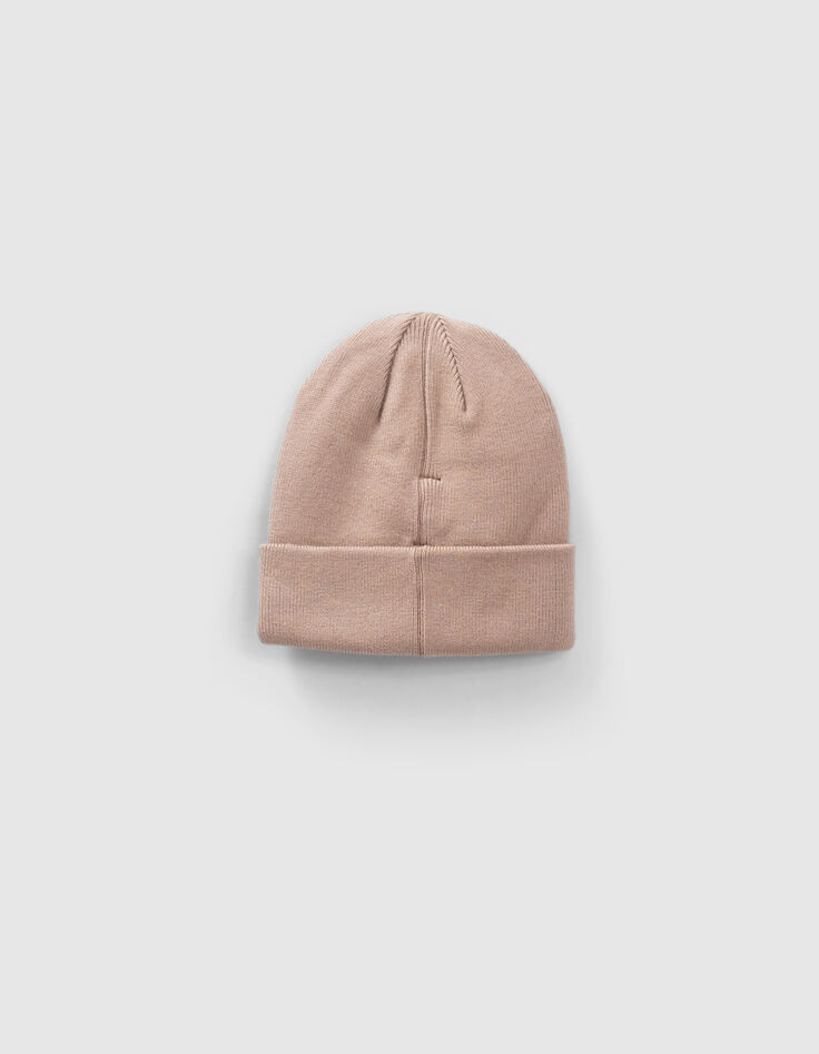 Gorro beige punto etiqueta baloncesto niño-2